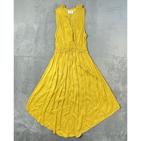Anthropologie Maeve La Habana Yellow Ruffle Midi Dress Size S - Picture 2 of 12